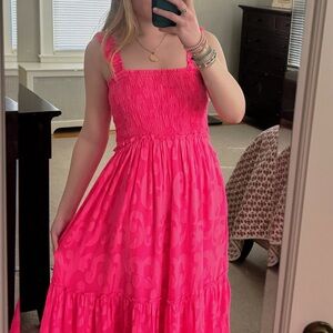 Lilly Pulitzer Hot Pink Smocked Maxi Dress
